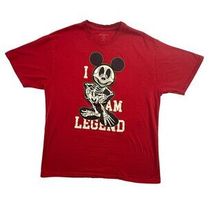3Forty Inc Disney Mickey Mouse Skeleton Graphic T-Shirt I Am Legend Red Size 4XL